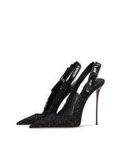 Pointed-Toe Slingback Stiletto Heels with Ribbon Straps