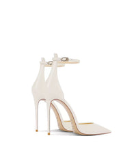 Pointed-Toe Stiletto Heels with Ankle Strap