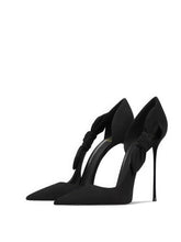 Pointed-Toe Stiletto Heels with Bow Knot Ankle Strap