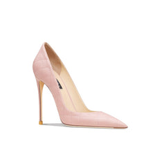 Tacones de punta puntiaguda de cuero acolchado