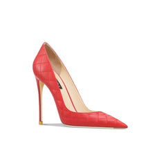 Tacones de punta puntiaguda de cuero acolchado