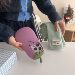 Quirky Cartoon Eggplant iPhone Case for Women