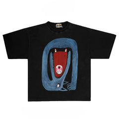Quirky Creature Graphic Print Oversized Casual Tee