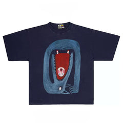 Quirky Creature Graphic Print Oversized Casual Tee