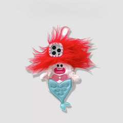Quirky Fluffy Mermaid Phone Case with Hair