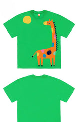 Quirky Giraffe Graphic Tee with Abstract Design Print