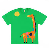 Quirky Giraffe Graphic Tee with Abstract Design Print