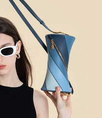 Rainbow Series Vibrant Blue Leather Baguette Shoulder Bag