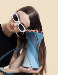 Rainbow Series Vibrant Blue Leather Baguette Shoulder Bag