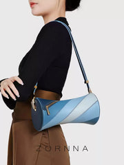 Rainbow Series Vibrant Blue Leather Baguette Shoulder Bag