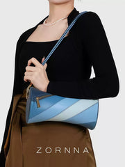 Rainbow Series Vibrant Blue Leather Baguette Shoulder Bag