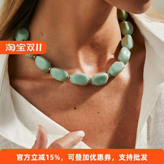 Resin Pebble Bead Statement Necklace