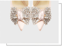 Zapatos de tacón de satén con lazo de diamantes de imitación