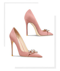 Zapatos de ballet con cristales rosas y adornos de diamantes de imitación