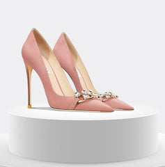 Zapatos de ballet con cristales rosas y adornos de diamantes de imitación
