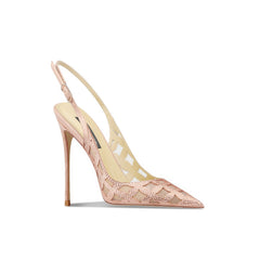 Rhinestone Hollow Slingback Heels Pumps
