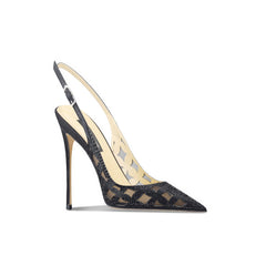 Rhinestone Hollow Slingback Heels Pumps