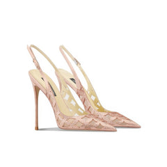 Rhinestone Hollow Slingback Heels Pumps
