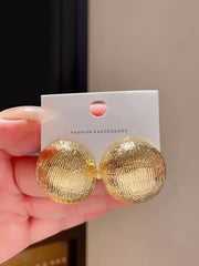 Ribbed Gold Stud Earrings