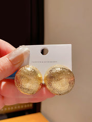 Ribbed Gold Stud Earrings