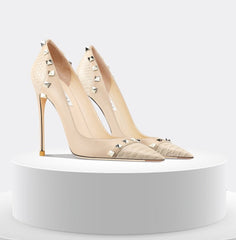 Rock Stud Croc Accented High Heels