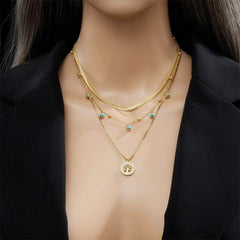Collar con colgante de árbol redondo moderno 3 en 1