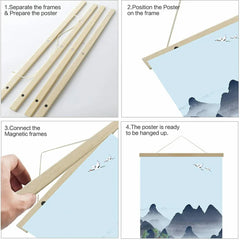 Magnetic Pine Wood Frame: 21cm-51cm for Photos and Posters