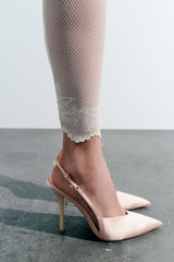 Satin Pointed Toe Slingback Heels