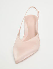 Satin Pointed Toe Slingback Heels