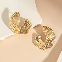 Sculptural Wavy Textured Hoop Earrings