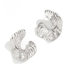 Sculptural Wavy Textured Hoop Earrings