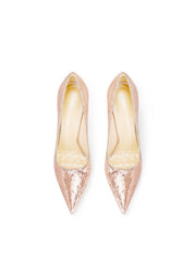 Tacones de aguja con punta puntiaguda y decoración de lentejuelas