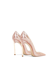 Tacones de aguja con punta puntiaguda y decoración de lentejuelas