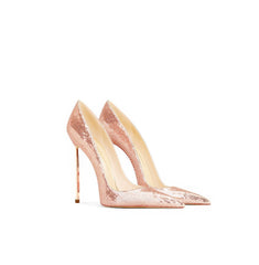 Tacones de aguja con punta puntiaguda y decoración de lentejuelas