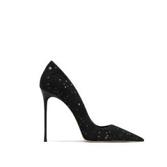 Tacones de punta puntiaguda con purpurina y lentejuelas