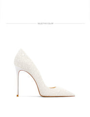 Tacones de punta puntiaguda con purpurina y lentejuelas