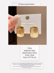 Silver Tone Rounded Square Domed Plate Stud Earrings