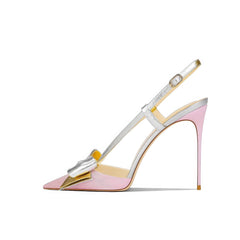 Slingback Stiletto Heels with Bow Embellishment