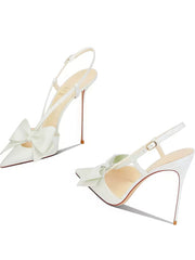 Slingback Stiletto Heels with Bow Embellishment