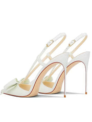 Slingback Stiletto Heels with Bow Embellishment