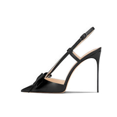 Slingback Stiletto Heels with Bow Embellishment