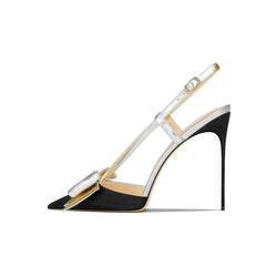 Slingback Stiletto Heels with Bow Embellishment
