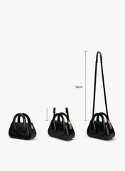 Small Black Top Handle Bag with Unique Gold Tone Hand Sculpture