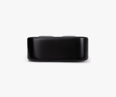Small Black Top Handle Bag with Unique Gold Tone Hand Sculpture