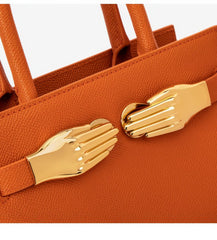 Small Grained Leather Top Handle Bag