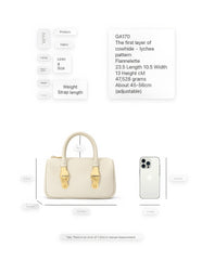 Small Off-White Top Handle Bag with Unique Gold Tone Hand Sculptures