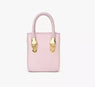 Small Pale Pink Tote Bag with Unique Gold Tone Hand Sculptures
