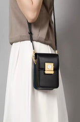 Small Pink Crossbody Bag with Unique Clock Face Clasp