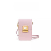 Small Pink Crossbody Bag with Unique Clock Face Clasp