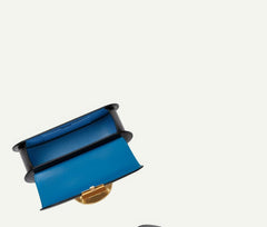 Sophia Black Leather Top Handle Bag with Unique Clock Face Clasp